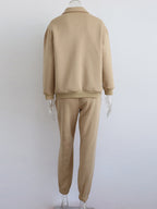 Blue Zone Planet |  Long Sleeve Zipper Stand Collar Sweater Comfortable Loose Sports Leisure Sweater Two-Piece Set