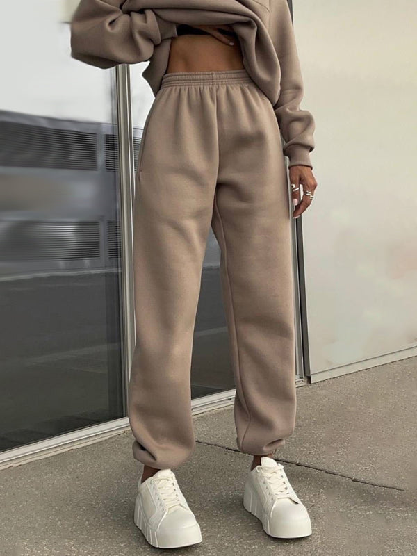 Blue Zone Planet |  Long Sleeve Zipper Stand Collar Sweater Comfortable Loose Sports Leisure Sweater Two-Piece Set