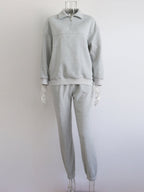 Blue Zone Planet |  Long Sleeve Zipper Stand Collar Sweater Comfortable Loose Sports Leisure Sweater Two-Piece Set