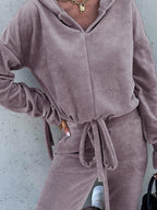 Blue Zone Planet |  Long-Sleeved Solid Color Hooded Sweater Harem Pants Suit Two-Piece Set