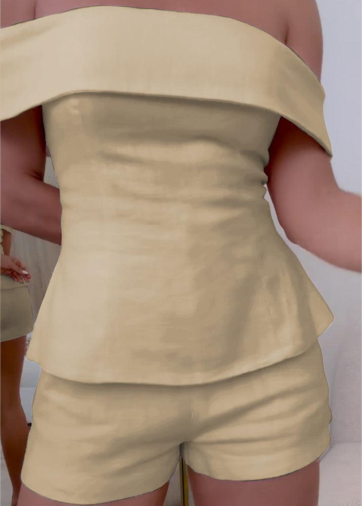 Elegant White Cotton and Linen Two-piece Suit - Cropped Top & Pants Set