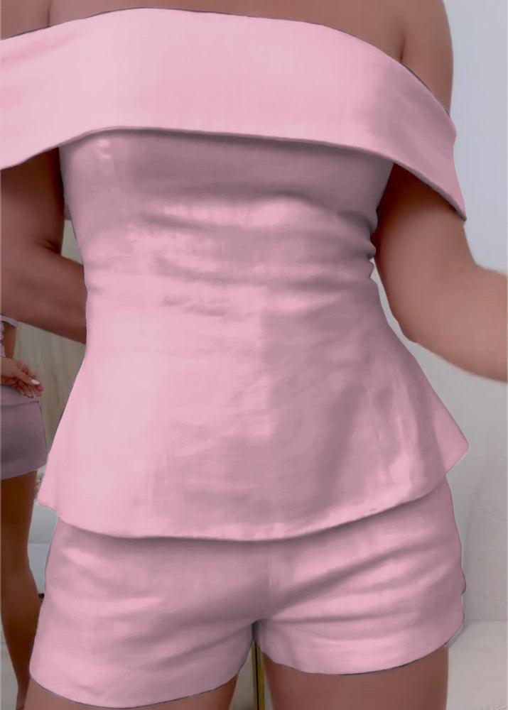 Elegant White Cotton and Linen Two-piece Suit - Cropped Top & Pants Set