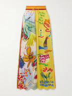 Nadia Hernandez Art Print Linen Blend Shirt & Elastic Waist Trouser Set - Relaxed Fit Vacation Wear